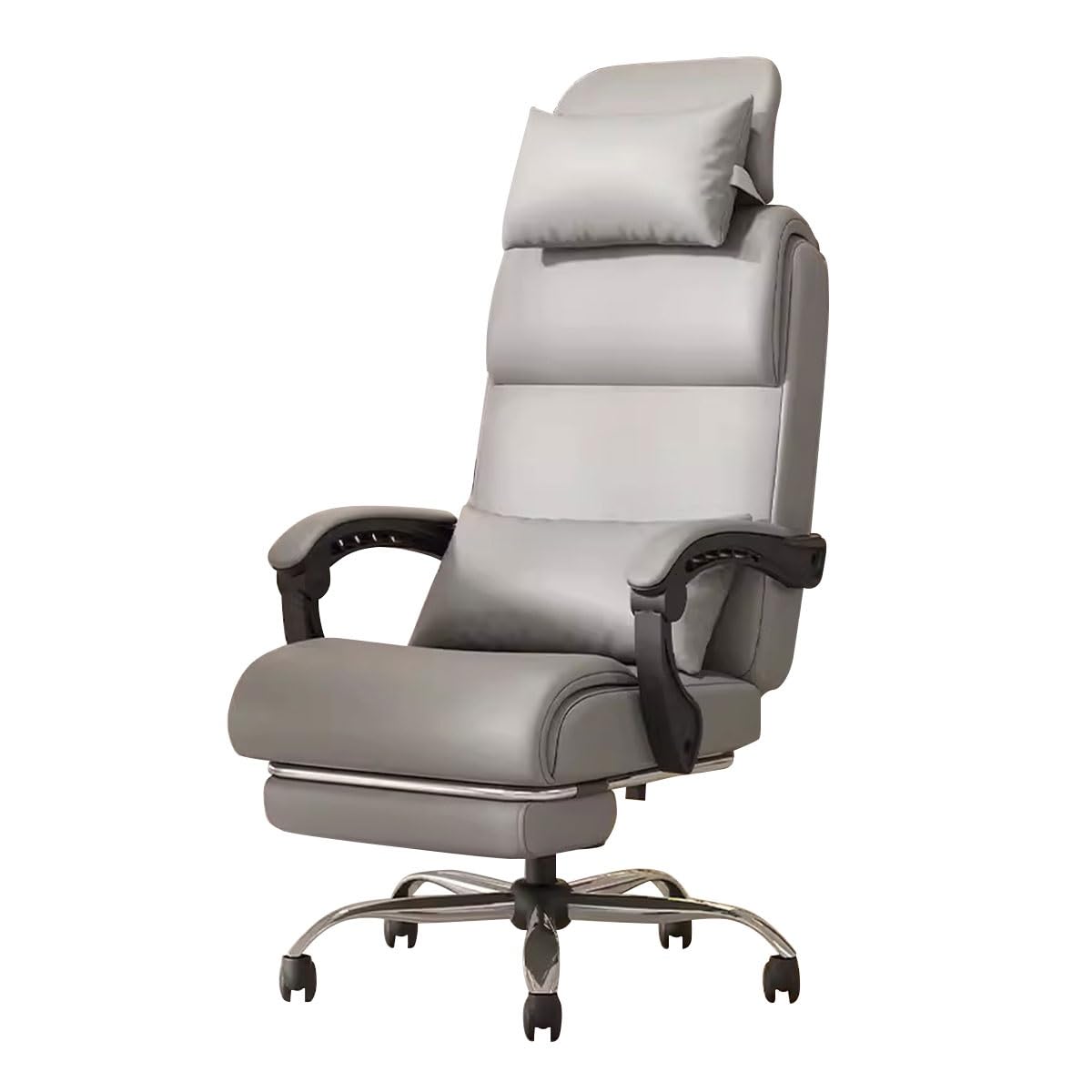METTEOR High Back Office Chair Adjustable Executive Desk Chair with 360° Swivel Rolling Leather Seat & Footrest Modern Grey for Ultimate t & Support (Grey/a)