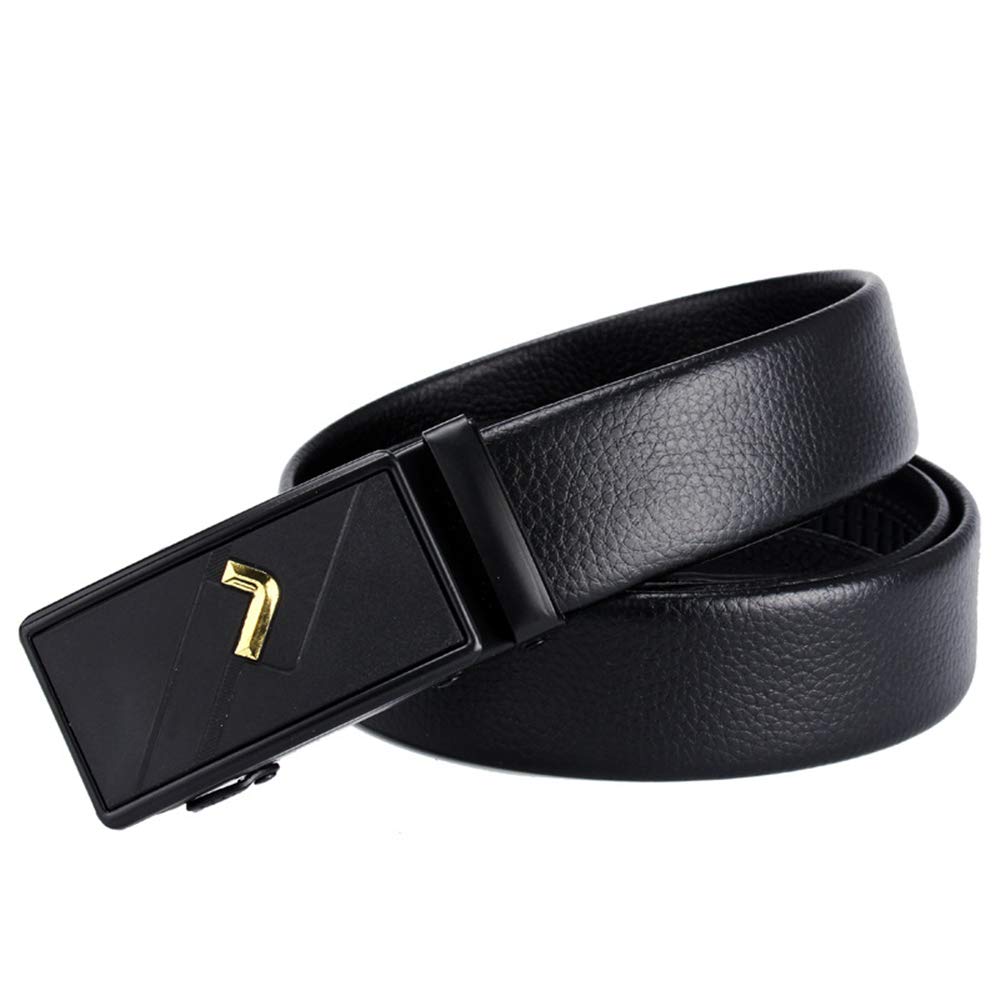 ALAKA Automatic Alloy Black Gold Style Buckle Ratchet Mens Belt