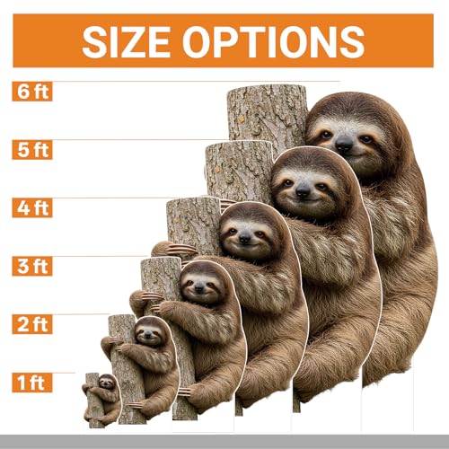 Image of Sloth 2FT Life Size Cardboard Cutout Fun Animal Standup, 1 PC | Sloth Cardboard Cutout Standup for Events, Party Decor, Birthday and Photos, Fun Animal Decoration for Home & Party