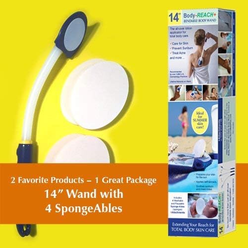 14" Body-Reach+ Bendable Unbreakable Lotion Applicator includes (4) Sponges