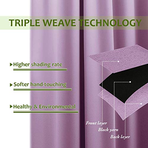 Image of NICETOWN Blackout Curtains for Living Room, Window Curtains Thermal Insulated Room Darkning Drapes, Cold and Heat Reduction Drapes for Kitchen (Lilac, 2 PCs, W42 x L63 inches)
