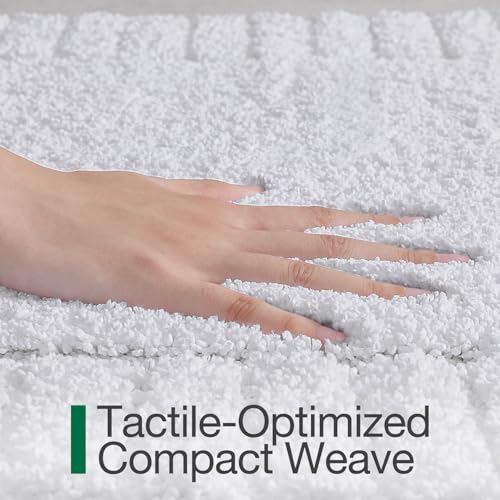 LUMI Bathroom Rugs Non Slip with Rubber Backing, Extra Soft Plush Microfiber Bath Rug Absorbent, Machine Washable Bath Mat Quick Dry for Tub, Shower, Hotel, White, 16"x24" - Image 4