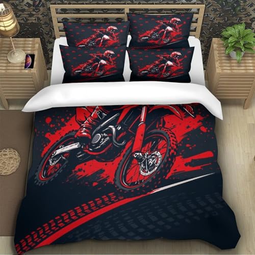 Housse de couette motocross 140x200 parure de lit microfibre 3D