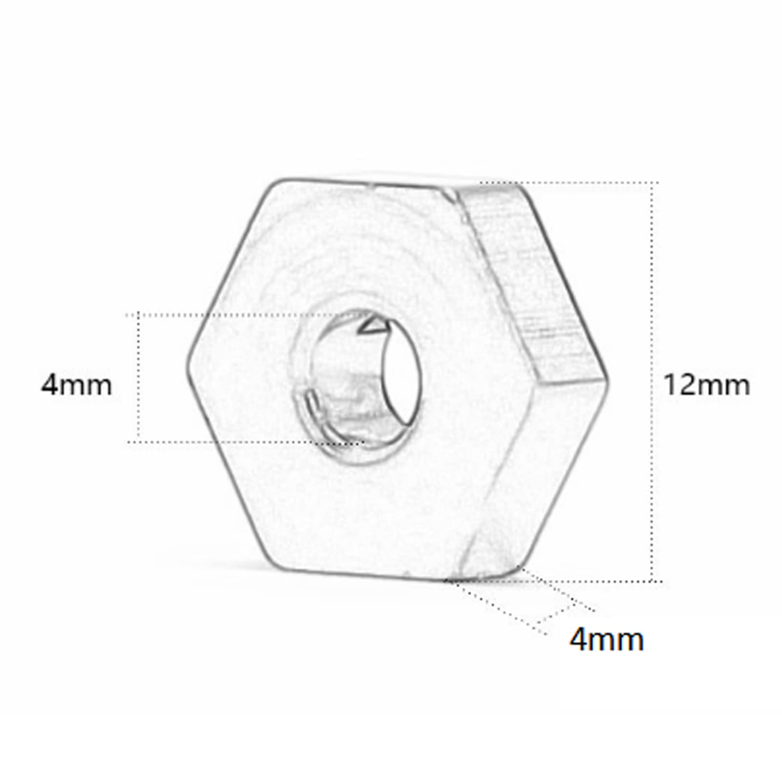 EVTSCAN 4 Pcs 12mm Aluminum Alloy Hex Wheel Hubs Adapters With Axle Pins for TRAXXAS 1/16 RC Car Parts (Gold) - Image 3