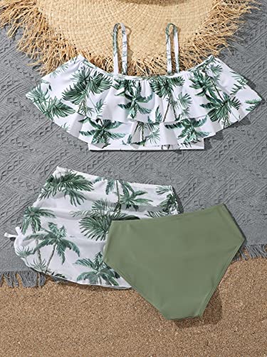 Verdusa Girl's 3 Piece Swimsuit Bathing Suit High Waist Bikini Sets with Cover Up2