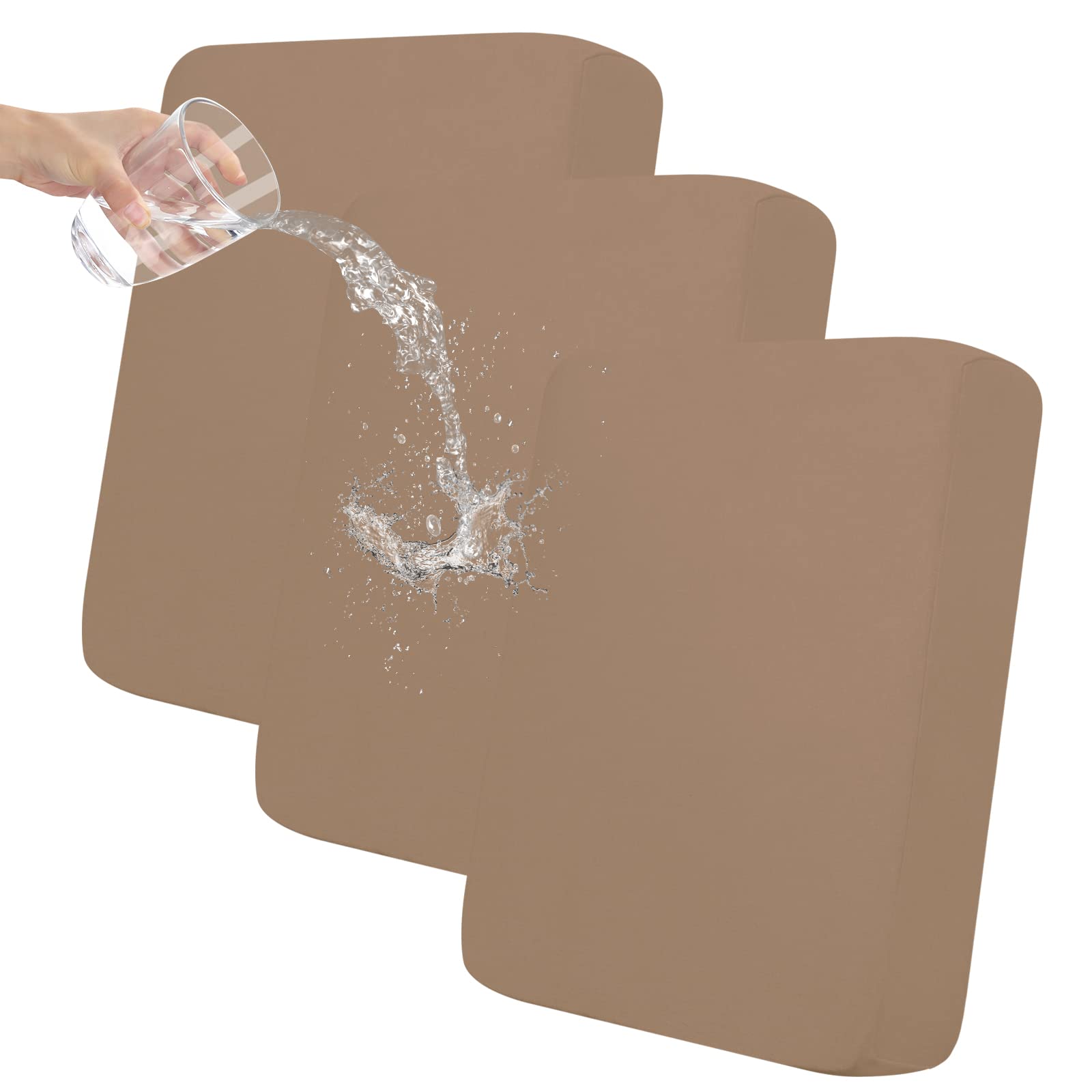 Easy-Going 100% Waterproof Chair Sofa Seat Cushion Slipcovers Couch Cushion Cover Stretch Furniture Protector for Kids, Pets (3-Piece Sofa Cushion,