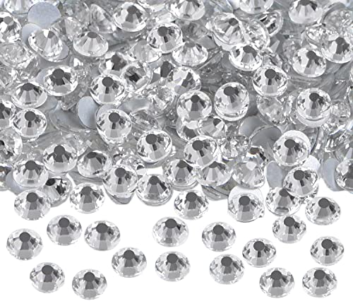 Image of 1440PCS Art Nail Rhinestones Non Hotfix Glue Fix Round Crystals Glass Flatback for DIY Jewelry Making with one Picking Pen (ss16 1440pcs, Clear Crystal)