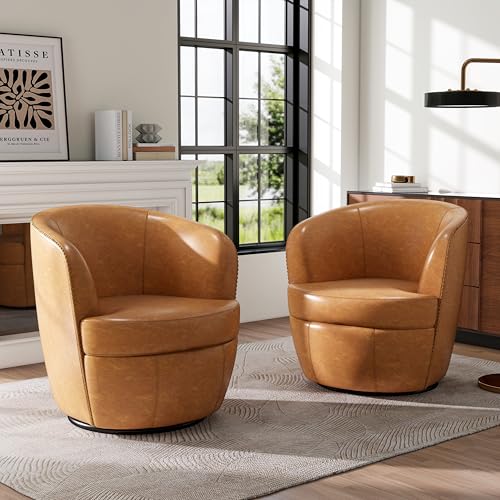 Sillón redondo moderno color marrón claro miniatura 6