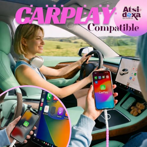 Image of 4-in-1 Beaded Charging Cable, MFi Certified, Works with CarPlay, 3.3FT 60W Fast Charger Cord for iPhone 17 /16 /15 /14 /13 /12 /11, iPad, Samsung, Android and More (Pink Jelly)