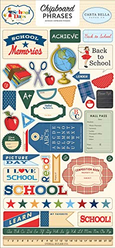 Carta Bella Paper Company School Days 6x13 Phrases chipboard, navy, red, yellow, green