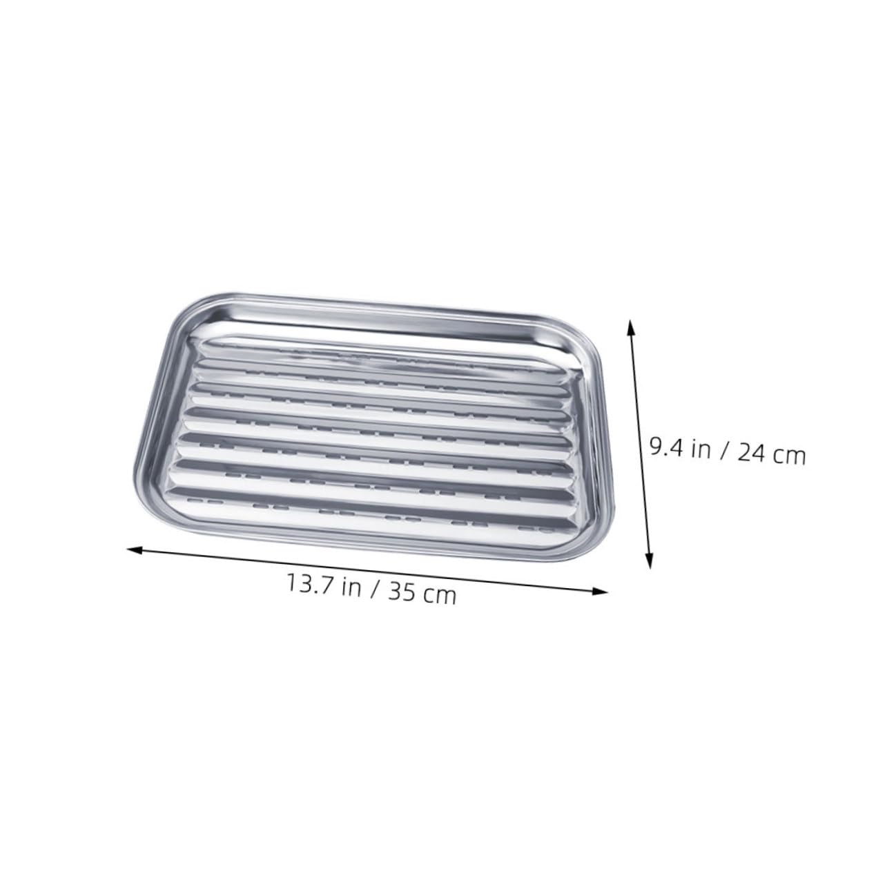 BESPORTBLE 1 Set Multi Functional Stainless Steel Grill Pan BBQ Tray Mesh Basket Brush for Outdoor Cooking Food Serving Plate Durable Water Drainage Design