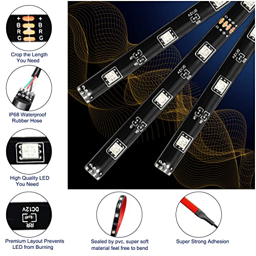 WANOSS-12pc-Million-Color-LED-4-Seater-Golf-Cart-Underglow-Accent-Neon-Lighting-Kit-22-Modes-Glow-Neon-Underbody-Lighting-with-Wireless-Remote-Control-Water-Resistant-Flexible-Tubes