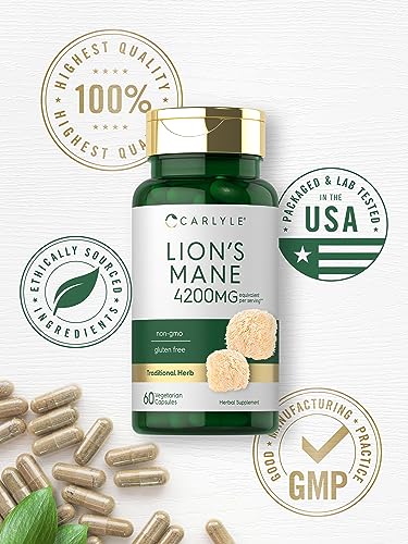 Carlyle CL16322 Lions Mane Supplement Capsules | 4200Mg | 60 Count | Vegetarian thumb #4