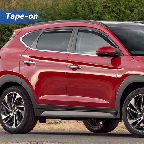 Image of Window Visors Rain Guards for 2016 2017 2018 2019 2020 2021 Hyundai Tucson, Out-Channel Window Vent Wind Deflectors Visors Shades for 16 17 18 19 20 21 Tucson