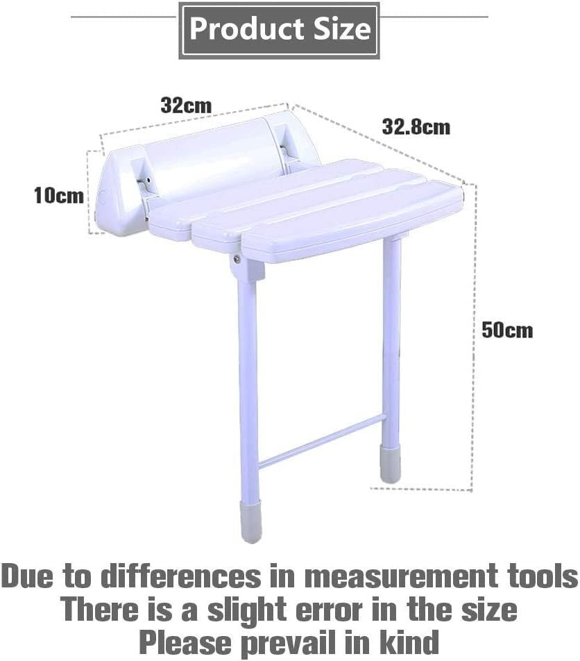 Tabouret de douche mural pliant en métal et plastique blanc - 3