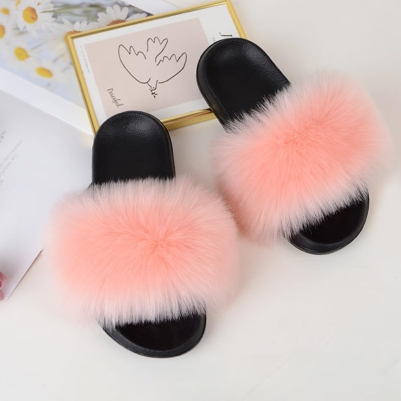Women's Large Size Synthetic Fur Slippers - Non-Slip Flat Casual Beach Shoes for Outdoor Wear2