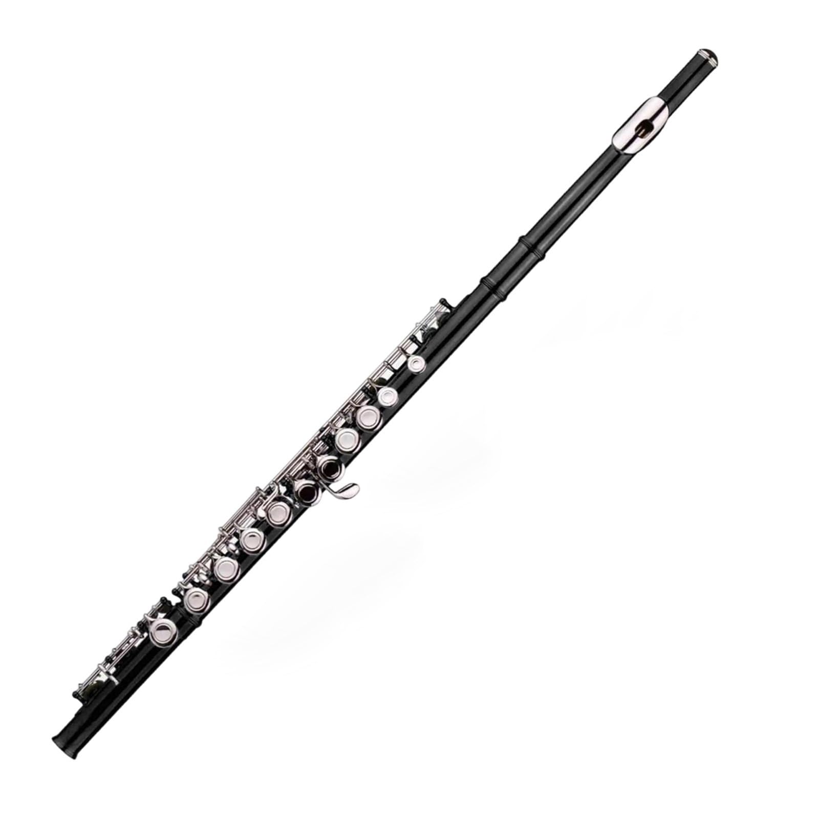 Classic Flet Poprzeczny 16 Otworów W Kształcie Litery C Flet Profesjonalny Początkujący Z Zestawem Instrumentów Muzycznych Pudełku Łatwy Do Gry(Black)
