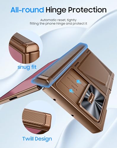 Image of for Samsung Galaxy Z Fold 7 Case with Card Holder RFID Blocking, Built in Slide Lens Cover & Hinge Protection & Screen Protector, Shockproof Wallet Case for Z Fold 7 (Desert Gold)