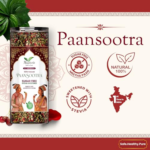 Image of Misstevia Meetha Paan Mukhwas | Sugar Free Stevia Sweetened Mouth Freshener | No Added Sugar After Meal Snack | Natural Paan Flavour | Premium Mukhwas (Pack of 1)