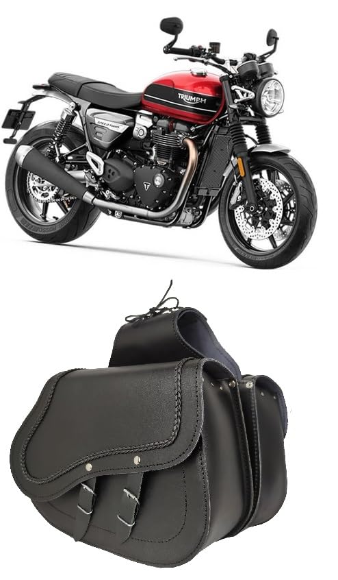 WinNet Coppia di Borse laterali Rigide in Pelle a Bisaccia per Custom compatibili con Triumph Speed Twin 900 1200 rs