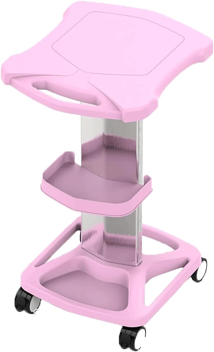 SSDDLZEQ Mobile Salon Station, Salon Cart Aluminum Alloy Salon Trolley Beauty Salons Instrument Cart Trolley Cart With Casters Portable Salon Rolling Cart(Pink)