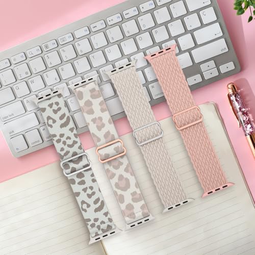 Image of Delidigi Stretchy Bands Compatible for Apple Watch Band Women 40mm 38mm 41mm 42mm 44mm 45mm 46mm 49mm, Nylon Braided Straps for iWatch Series 11 10 9 8 7 6 SE 5 4 3 Ultra 3 2 1