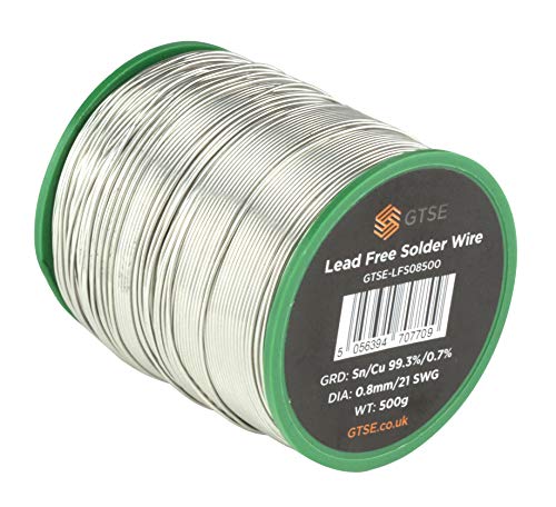 GTSE - Hilo de soldar de estaño - Sin plomo con núcleo de colofonia - Composición: Sn 99,3 %, Cu 0,7 % - 0,8 mm - Bobina de 500 g Cover