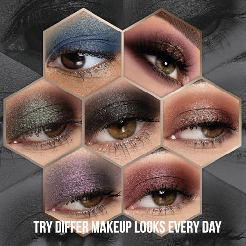 Black Smokey Eyeshadow Makeup Palette, Dark Smoky Eye Shadow Palettes for Halloween Goth Make up Glitter Shimmer Matte Pallets, Midnight Masquerade 21 Colors Brown Neutral Naked, Talc Free - Image 6