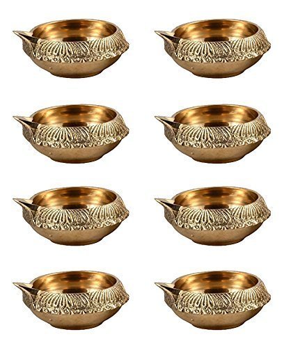Puja Brass Oil Lamp,Kuber Deepak, Diya Lamp. Engraved Diya for Puja Diwali Brass Diya