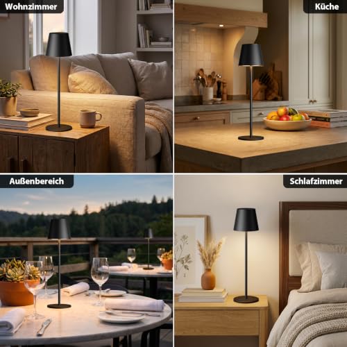 Tischlampe Kabellos 2 Stück, Touch, LED Akku Lampe für Outdoor Indoor – Ansicht 3