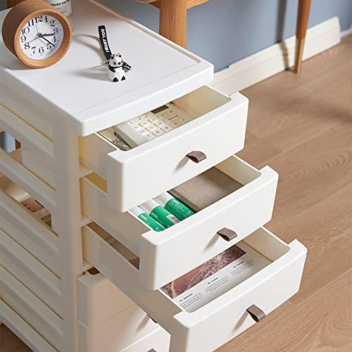 Commode à roulettes blanche BAKAJI avec 6 tiroirs bas pour bureau - 5