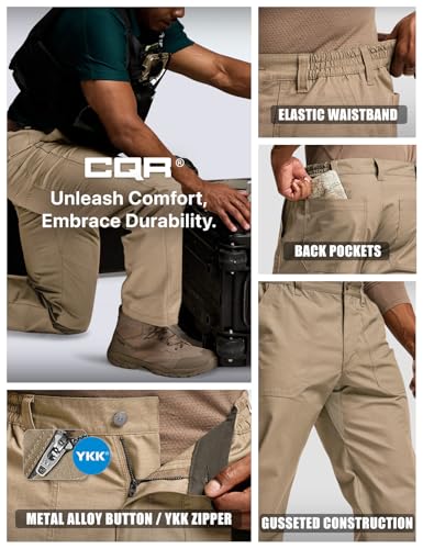 Image of CQR Men's Quick Dry Work Pants, Water Resistant Outdoor Tactical Pants, Lightweight Stretch Cargo Hiking Pants