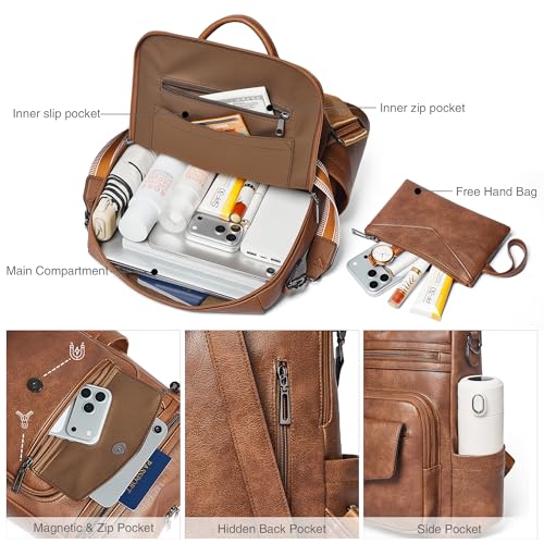 Image of Shrrie Leather Womens Backpack Purse Convertible Crossbody Shoulder Strap