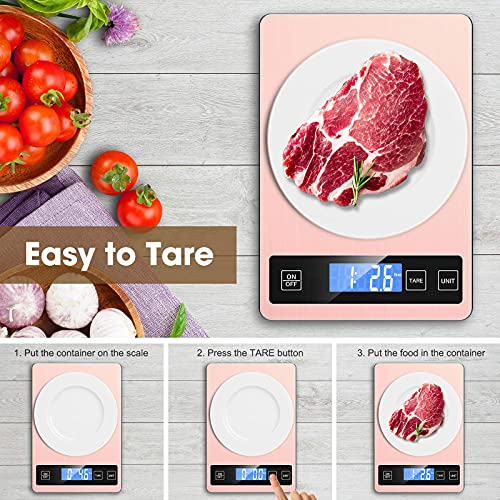 Mik-Nana Food Scale, 22lb/10kg Digital Kitchen Scale Weight Grams and Oz for Cooking Baking, 1g/0.1oz Precise Graduation, Easy Clean Stainless Steel and Tempered Glass