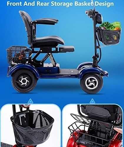 PRABOS 4-kołowy skuter mobilności dwuosobowy 380W wytrzymały skuter mobilności dla seniorów i dorosłych pojemność 200kg 48V 20Ah przenośny składany skuter mobilności dla osób starszych - pełne