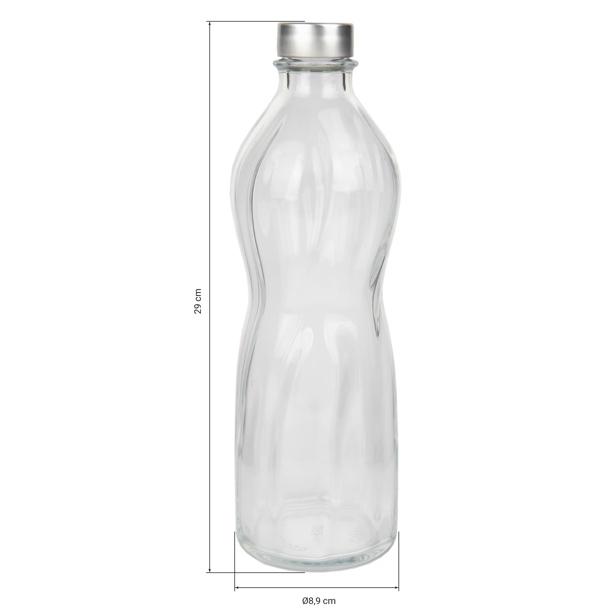 Cofan Botella de Vidrio con Tapón de Acero Inoxidable o Venta Unitaria | Capacidad: 1 litro | Elegancia y Funcionalidad para Bebida (1)