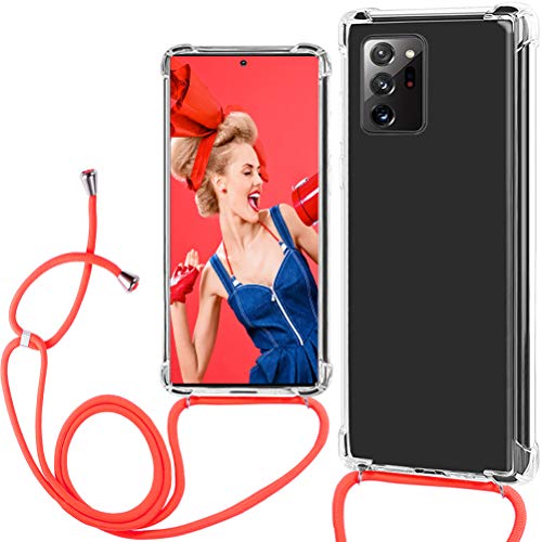 Note 20 Ultra 5G Phone Case Lanyard Crossbody Compatible with Samsung Galaxy Note 20 Ultra 5G Case Clear Transparent TPU Phone Cases Tether Safety Strap Cell Phone Cover with Cord Nylon Neck Strap