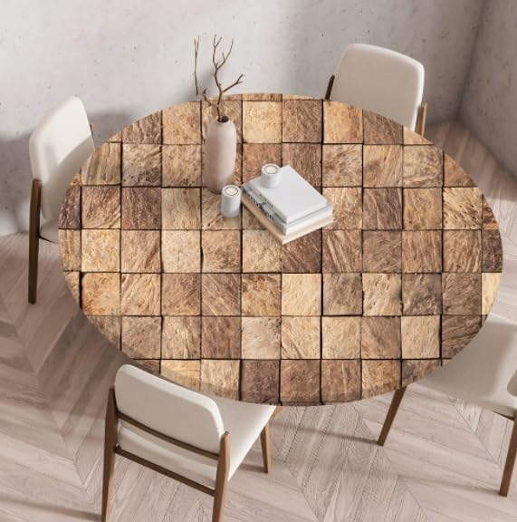 Nappe effet bois 120cm lavable pour protéger la table ronde