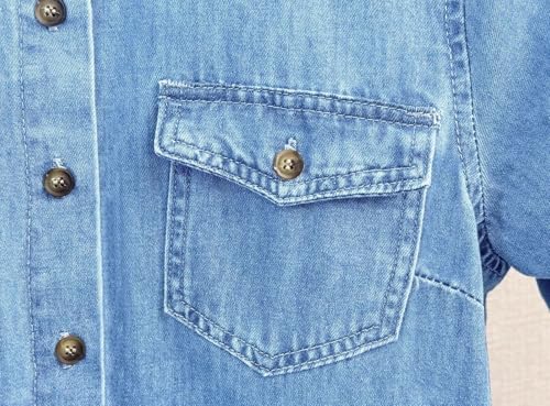 yoeasy Women's Summer Short Sleeve Denim Shirt Dress Casual Button Down Loose Fit Midi Long Jean Dress4