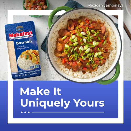 Image of Mahatma Basmati Rice, Fragrant Indian Rice, 2-Pound Bag | Aromatic rice for stovetop or microwave, quick and easy to cook, gluten-free, vegan, kosher, non-GMO, bulk bag