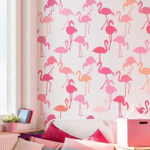 Plantilla Flamingo Allover Plantillas reutilizables para paredes Decoración del hogar Plantillas de pared de moda para paredes Plantillas de