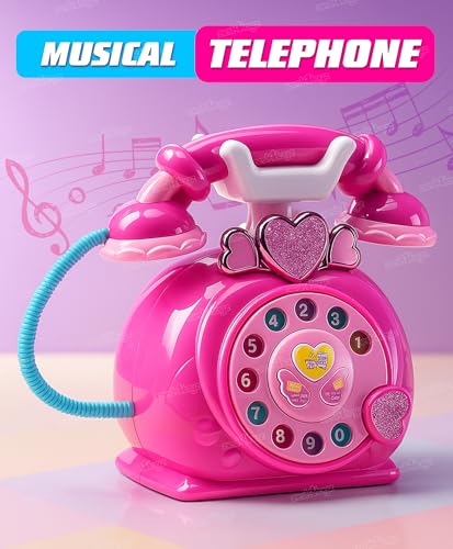 Image of Zest 4 Toyz Musical Toys for Kids | Telephone for Kids | Telephone Toy | Pretend Play Toys | Light & Sound Toys | Birthday Gift for Boys and Girls - Pink