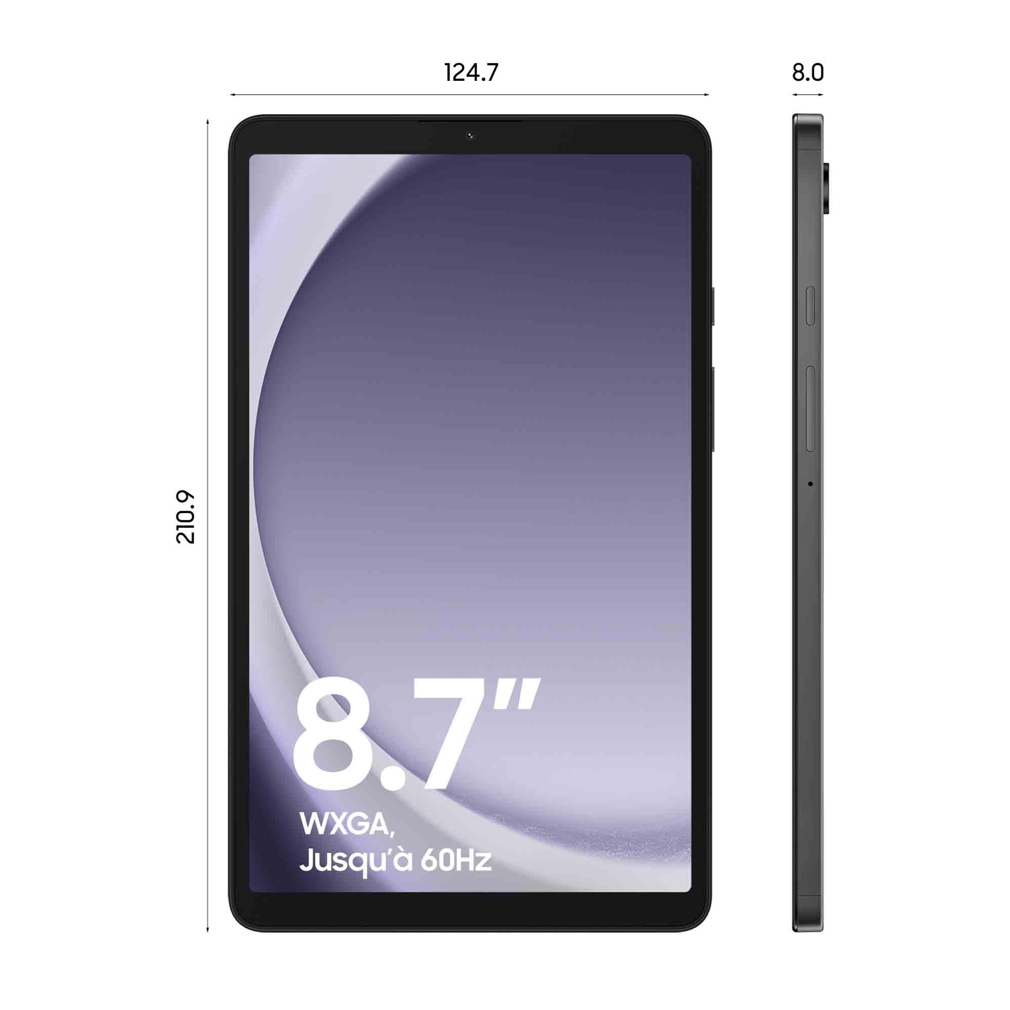 Samsung Galaxy Tab A9 Tablette Android, 64 Go de Stockage, Grand écran de 8.7", Wifi, Son riche, Anthracite, avec Chargeur secteur rapide 25W inclus (version FR)