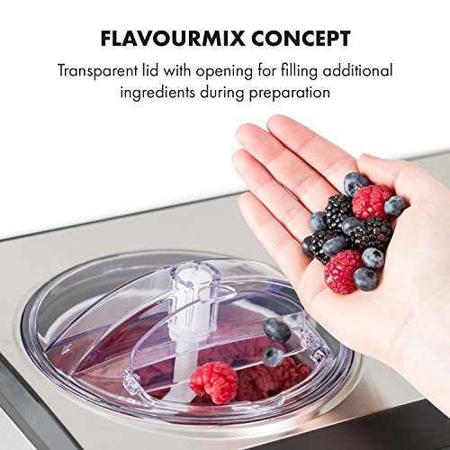 Klarstein Dolce Bacio Eiscremebereiter Kompressions-Eismaschine Eismaschine auch für Sorbet, Frozen Yogurt (2 Liter, 180 Watt, Timer, LCD-Display, Touch, Kühlfunktion, Edelstahl) silber – Bild 4