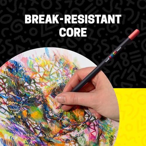 Image of POSCA Colored Pencils, Soft Core, 24 Count, Ultra-Smooth, Rich Pigment, Vibrant Colors for Blending, Shading & Layering, Adult Coloring & Drawing
