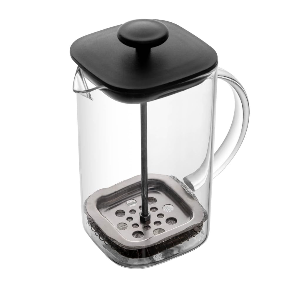 LYOR - Cafeteira Prensa Francesa de Vidro Borossilicato e Tampa de Plástico Preta Quadratta 700ml