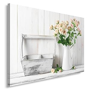 Feeby, wandafbeelding – 1 delig – 80×120 cm, afbeelding op canvas canvas schilderijen wandschilderijen kunstdruk, rozen, natuur, grijs