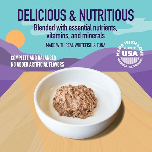 Image of A Strong Heart Split Cup Wet Cat Food, Whitefish & Tuna Entree - 2.6 oz Split Cups, 20 Servings (Pack of 10), Made in The USA with Real Whitefish & Tuna