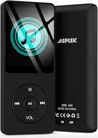 AGPTEK Leitor de MP3 A02 de 8 GB, reprodutor de música de som sem perdas de 70 horas, suporta até 128 GB, preto