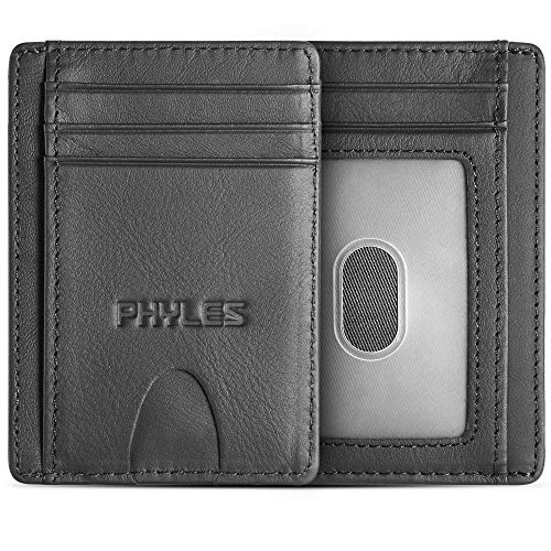 PHYLES Portefeuille Homme, RFID Blocage Porte Carte, Design Ultra-Mince, 11cm (Noir)